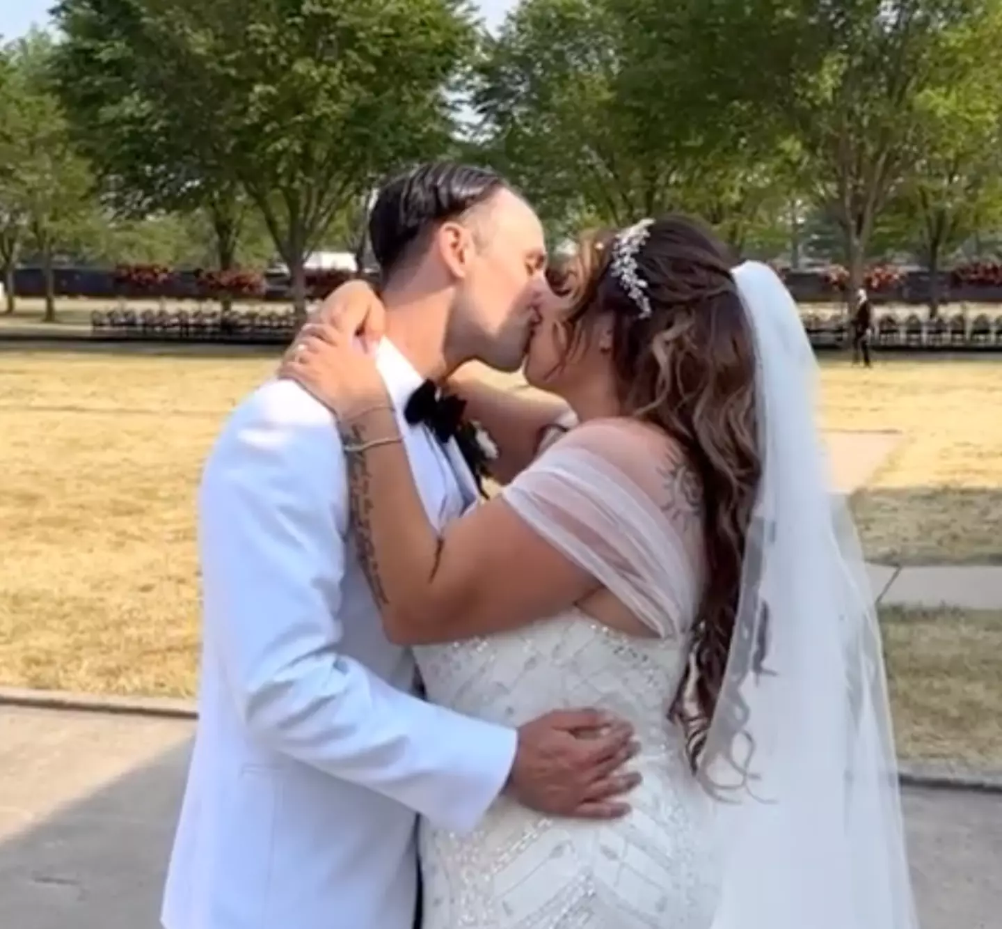 The happy couple on their wedding day.