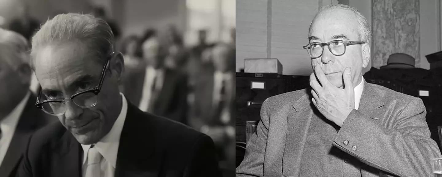 Robert Downey Jr as Lewis Strauss, chairman of the Atomic Energy Commission.