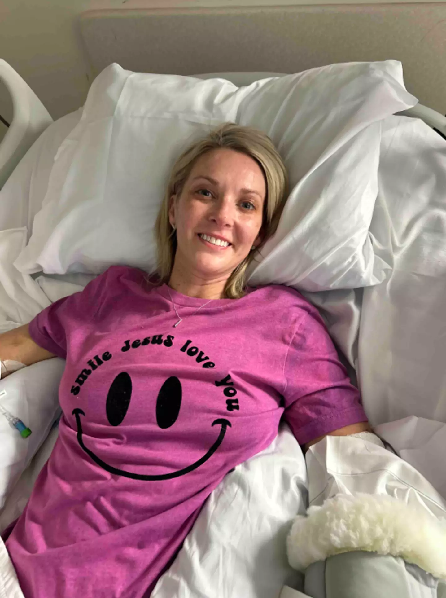 The mum said she was 'just so happy to be alive'.