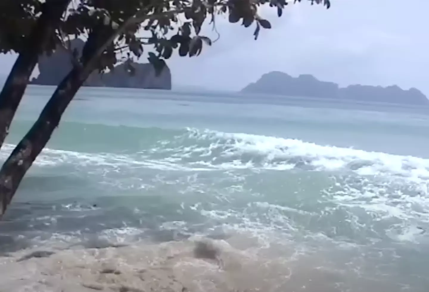 Luckily, the group were protected from the worst of the impact. (YouTube/JulianHadden1)