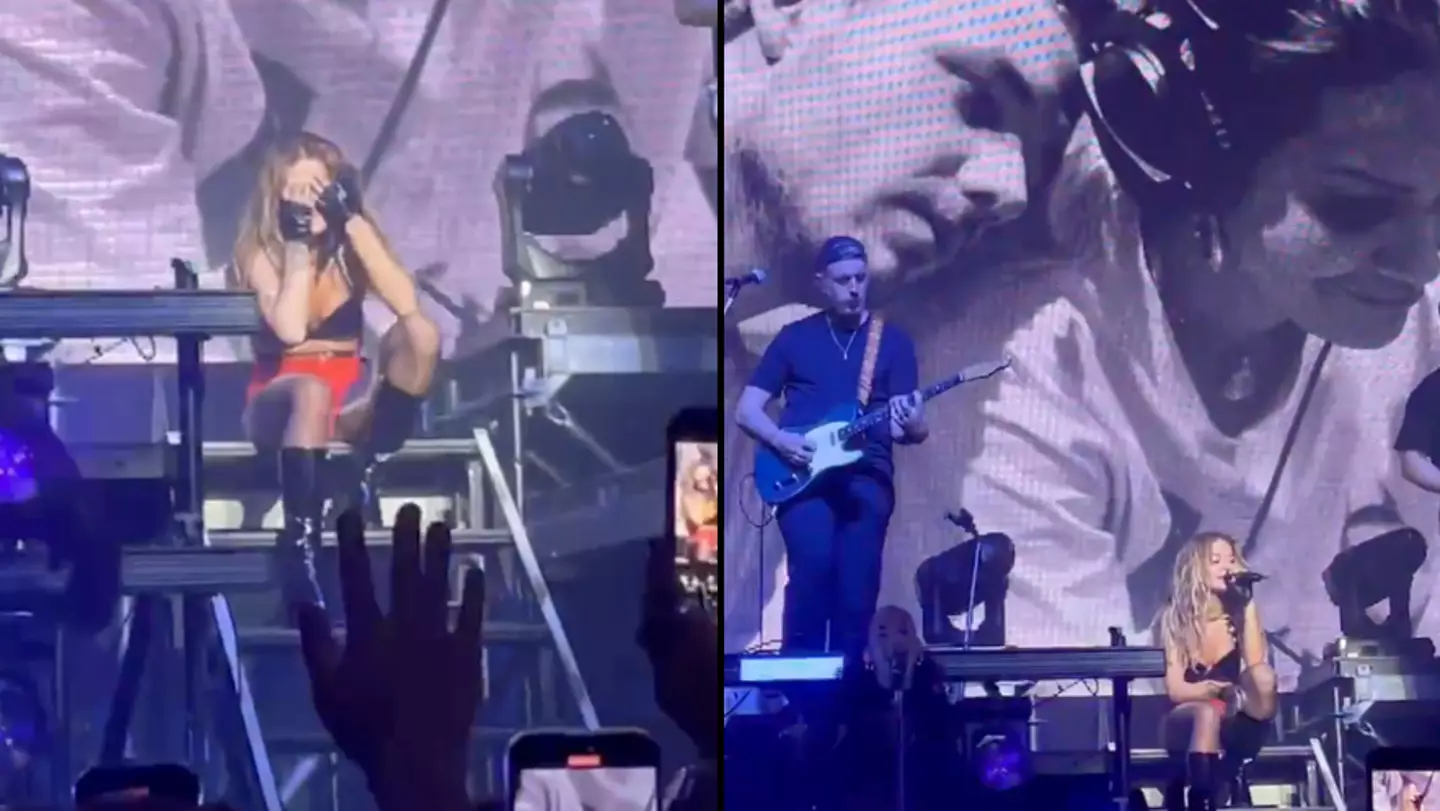 Rita Ora in tears on stage during live performance of song she wrote with Liam Payne