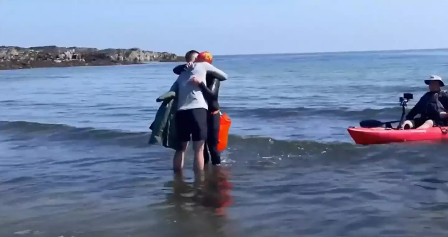A man swam 32 miles from England to the Isle of Man.