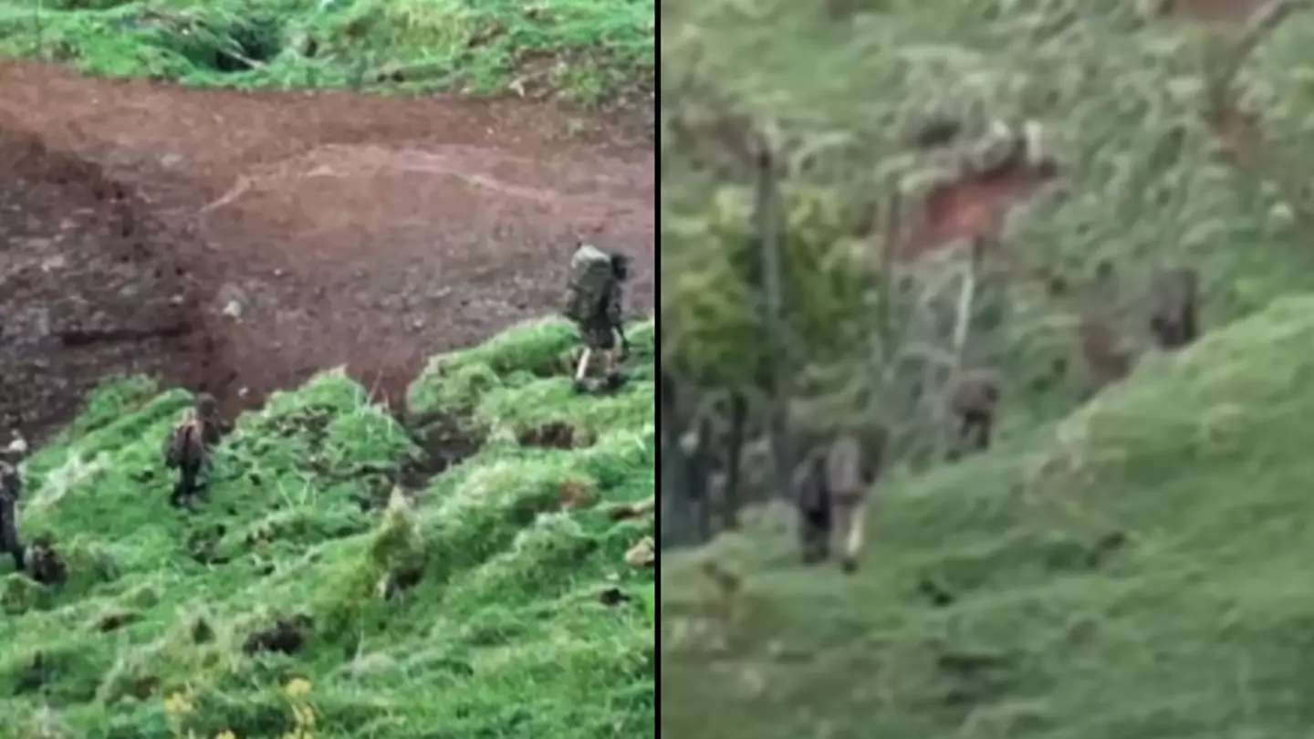 Footage shows moment children who vanished three years ago are spotted in wilderness with dad
