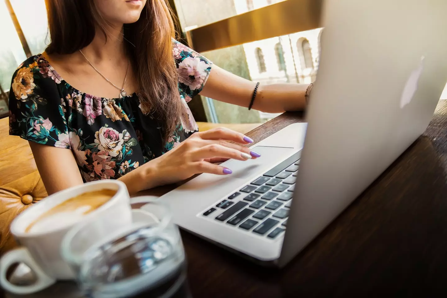 Woman on laptop.