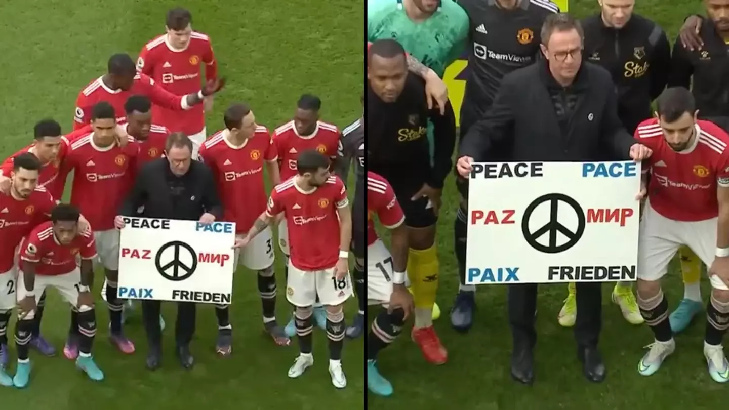 Manchester United And Watford Hold Up Peace Banner Before Premier League Match