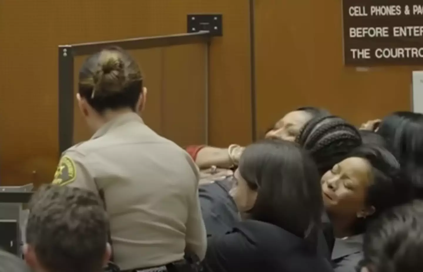 Rihanna and A$AP Rocky shared a tight hug after the verdict was read out (KTLA 5)