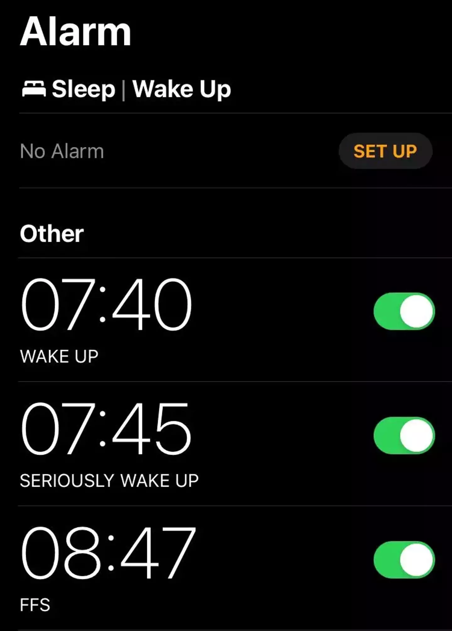 People's alarms aren't going off in the morning.