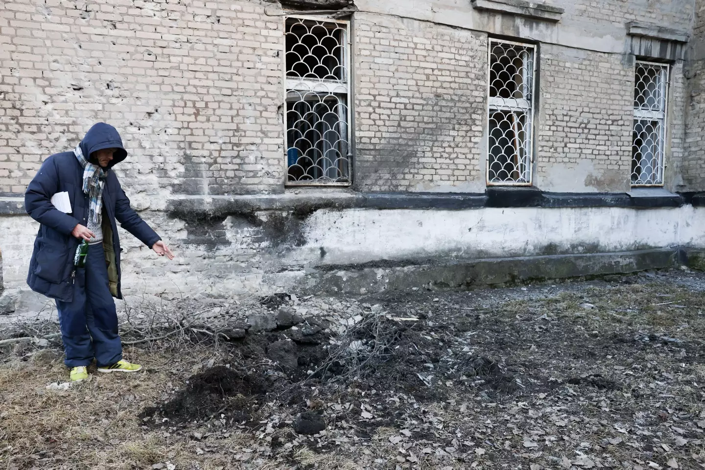 A school in Donetsk damaged in a shelling attack.