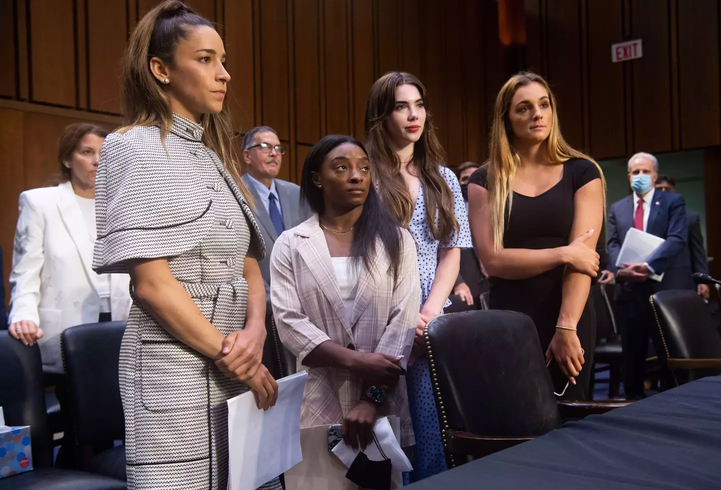 US Olympic gymnasts Aly Raisman, Simone Biles, McKayla Maroney and Maggie Nichols in court for the Nassar hearing.