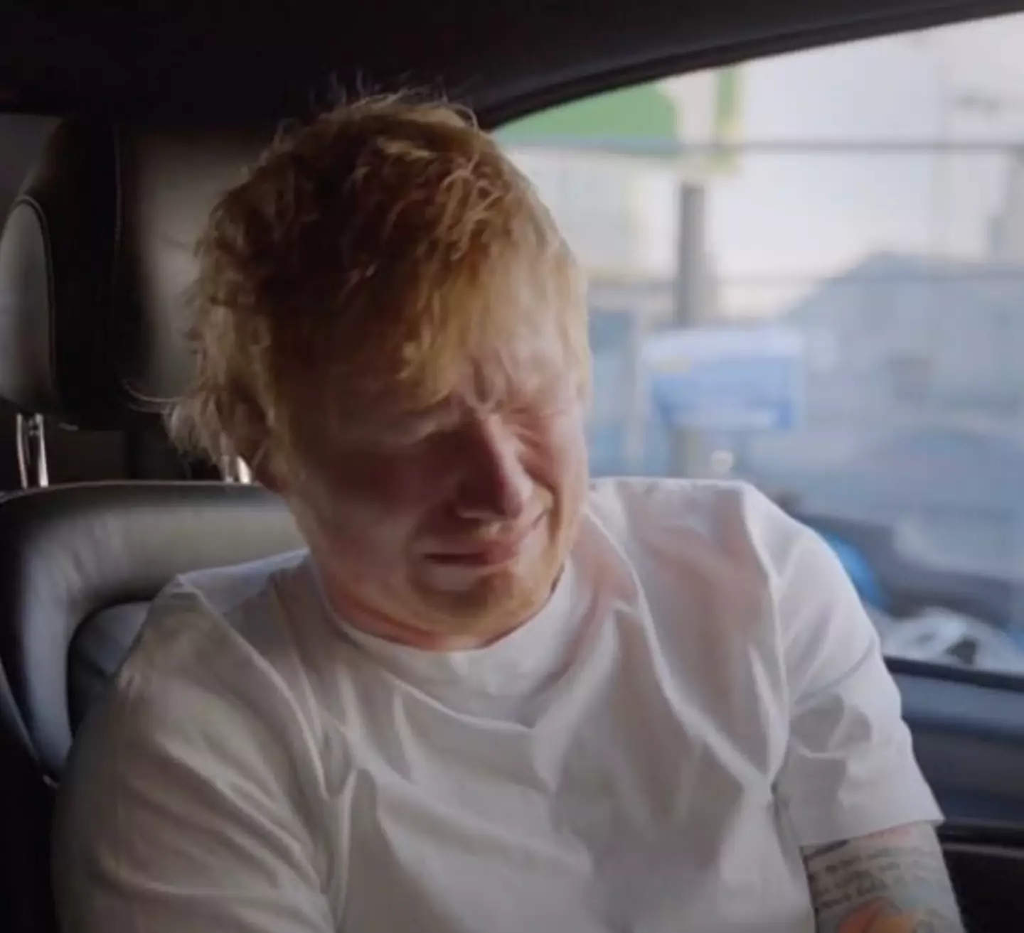 Sheeran breaks down in tears in the documentary.