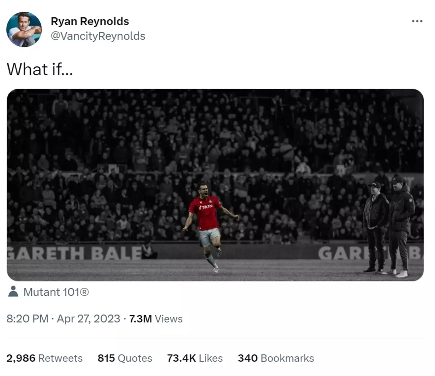 Ryan Reynolds tweeted out a picture of Gareth Bale in a Wrexham shirt and fans think they might see him play.