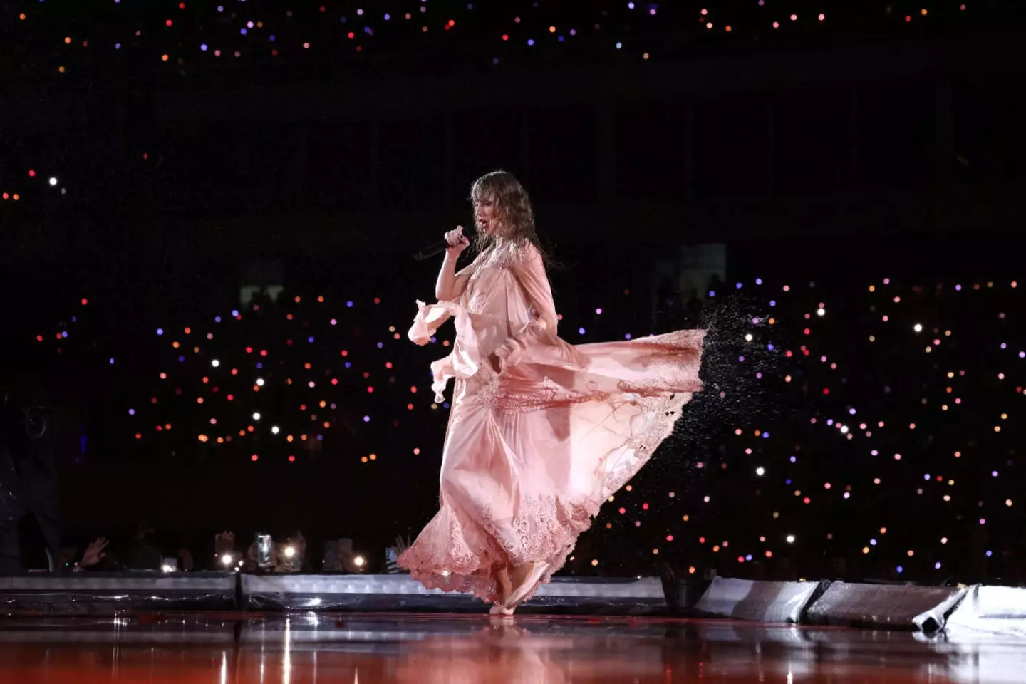 Taylor Swift performing during her Eras Tour in Rio de Janeiro.