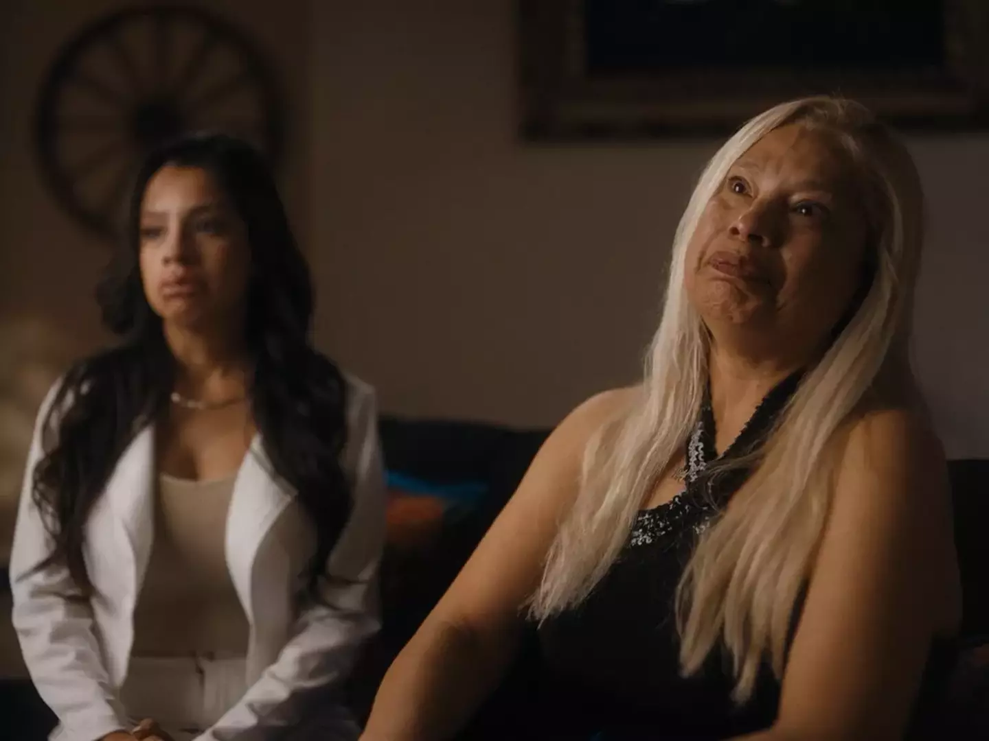 Maria Pena (right) spoke about her son's death (Netflix)