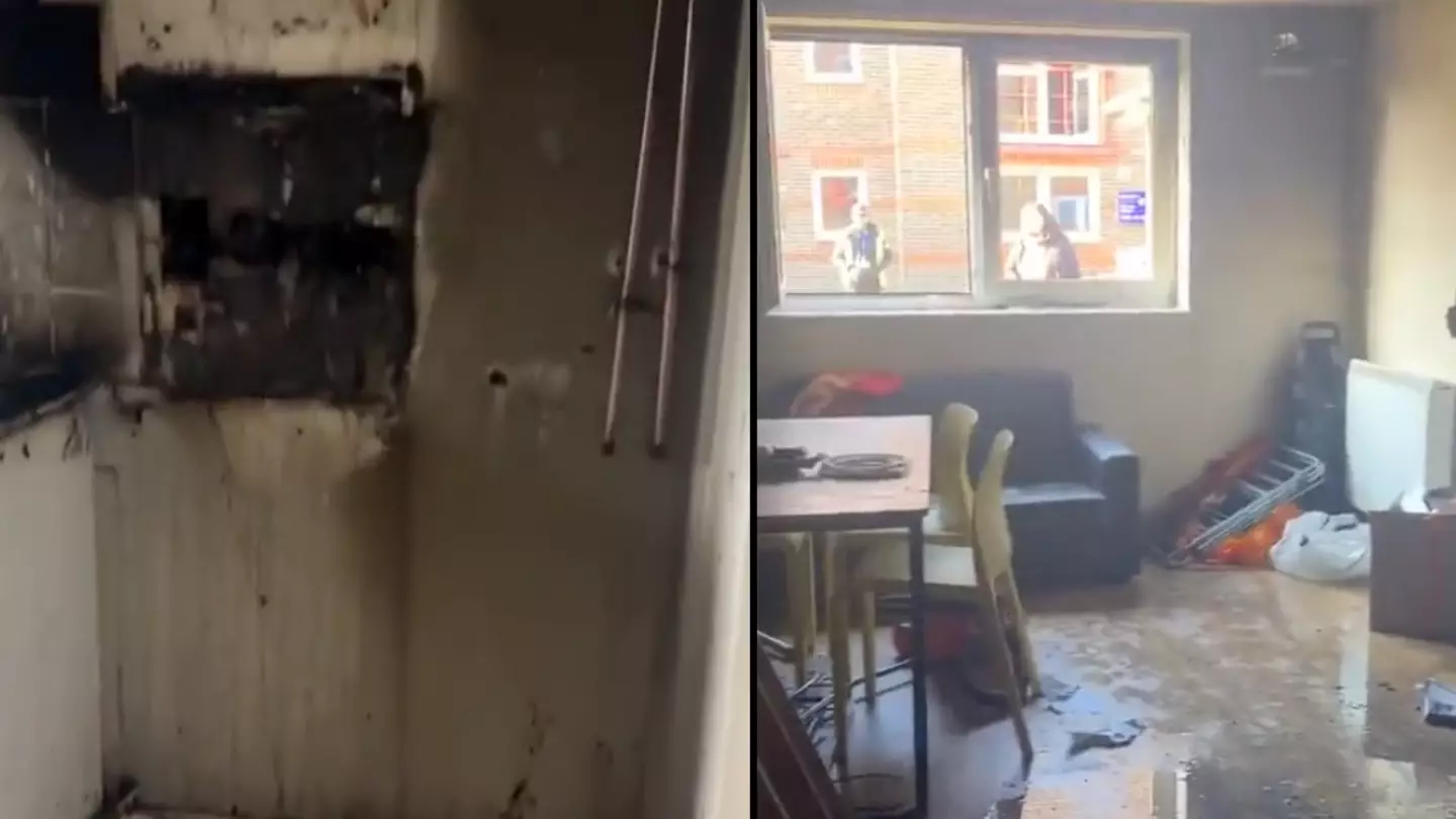 Student destroys kitchen after putting toaster on side to make cheese toastie