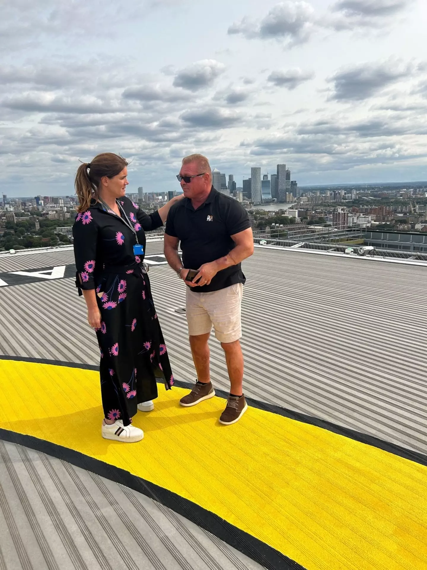 Mike Aubrey making a visit to the London Air Ambulance helipad. (PA)