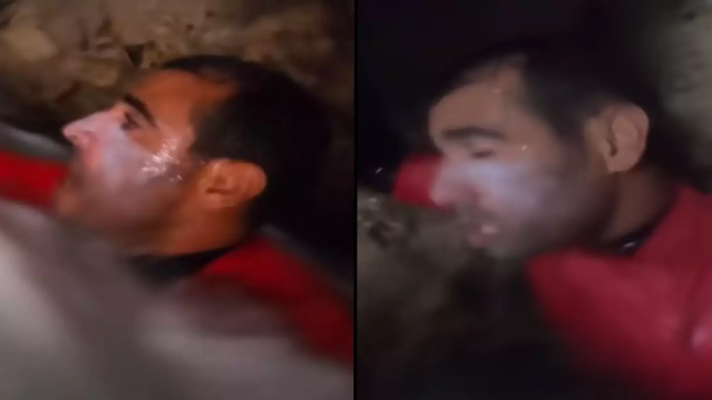 Bodysurfer gets trapped inside flooding cave with no escape and continues filming fearing he'll die