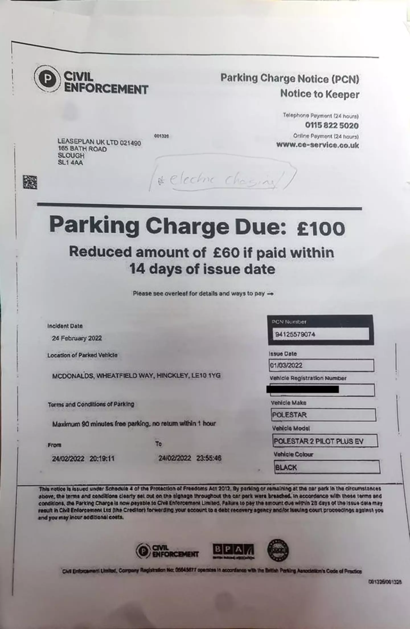 The £100 fine arrived in Amar Tanna's letterbox just a few days later.