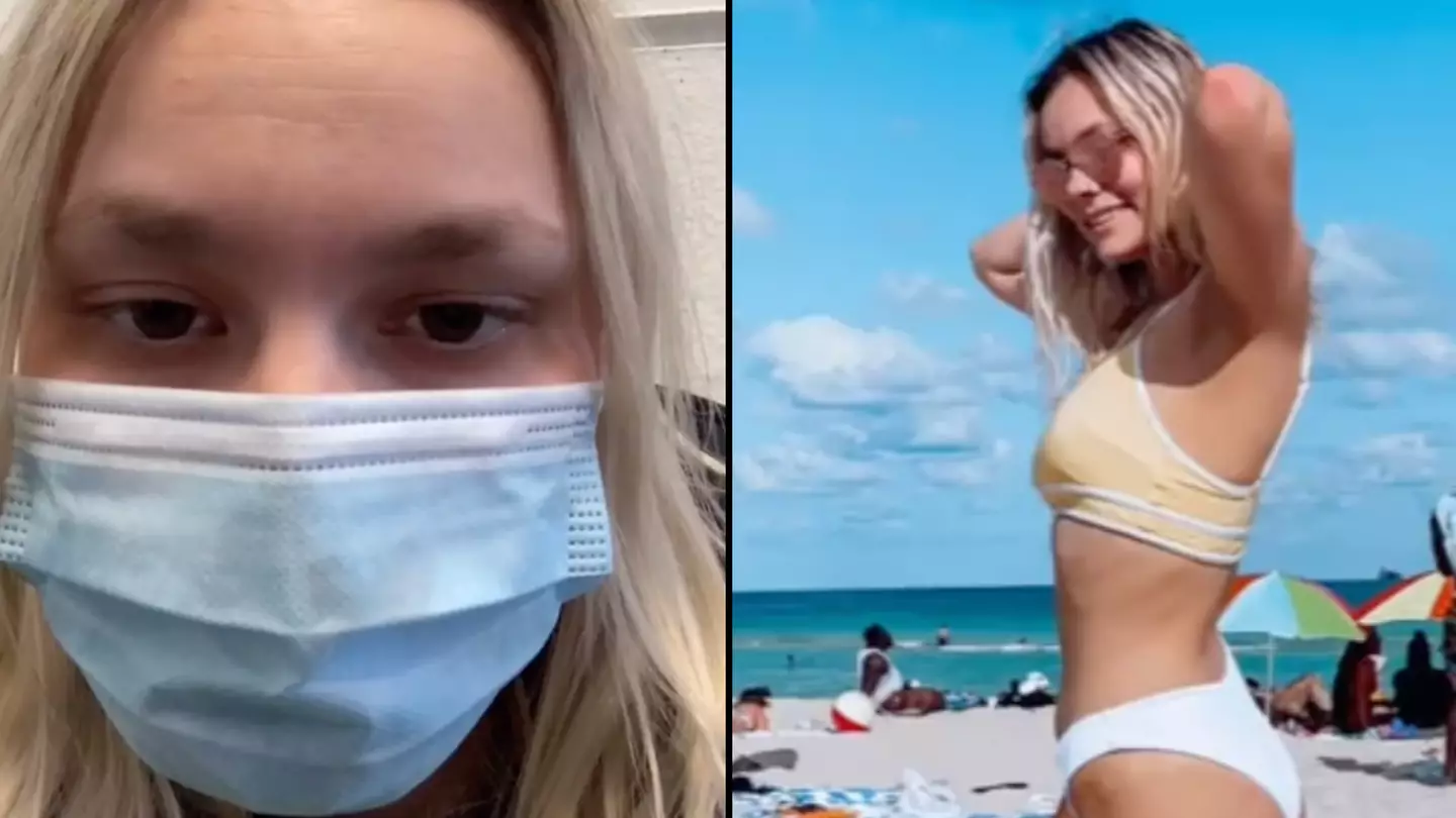 Woman inundated with concerned messages after posting x-rated optical illusion in bikini beach photo