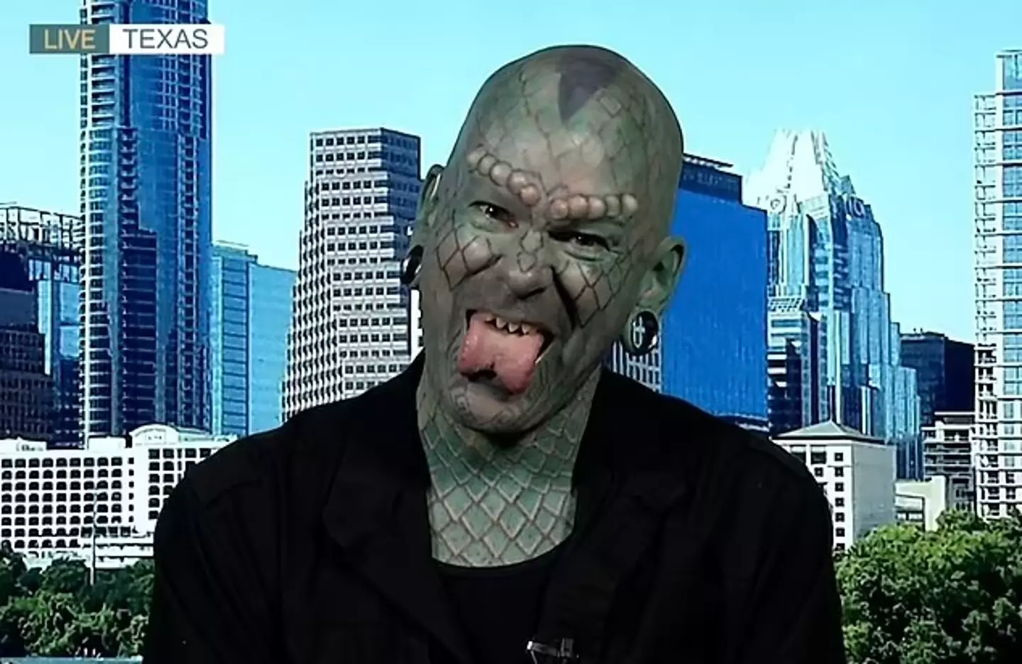 Erik Sprague shocked Brits with his lizard-like appearance. (ITV)