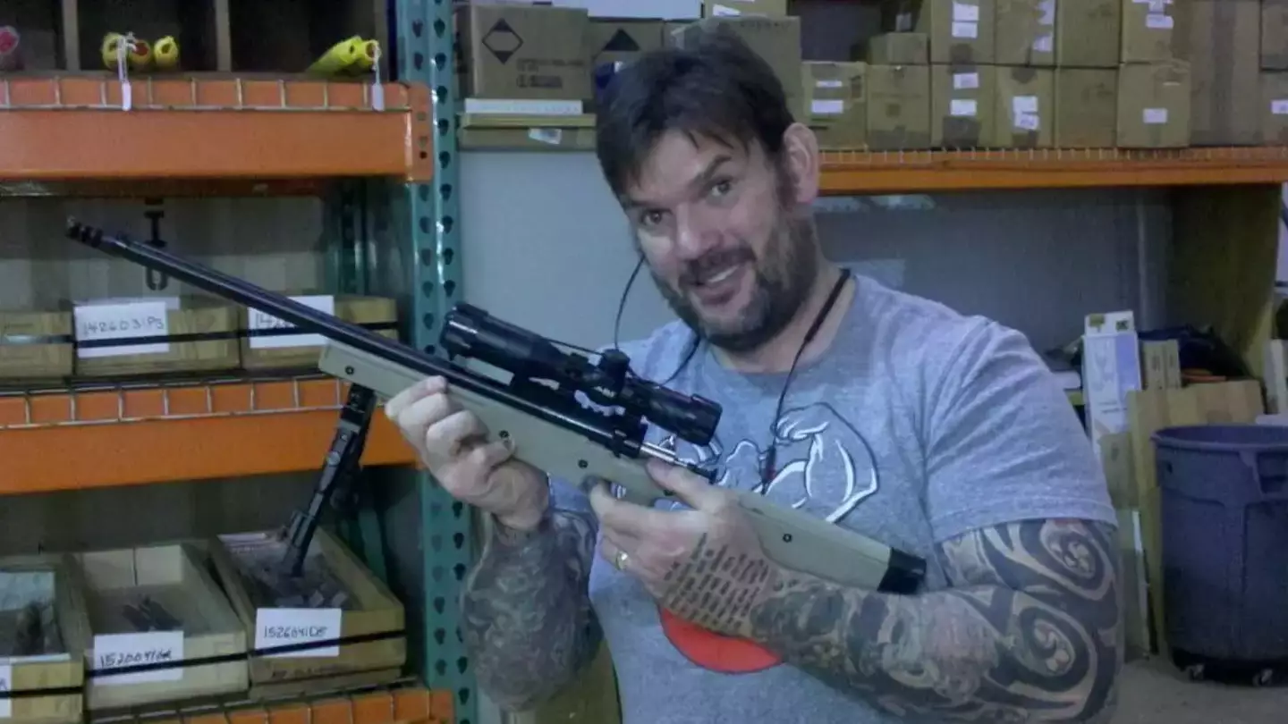 Craig Harrison with his sniper rifle.