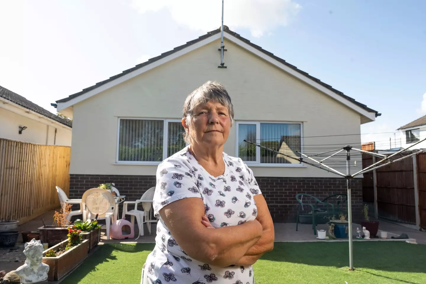 Jenny Field and her next-door neighbour, Pauline Clark, have been in a dispute since 2020 (BNPS)