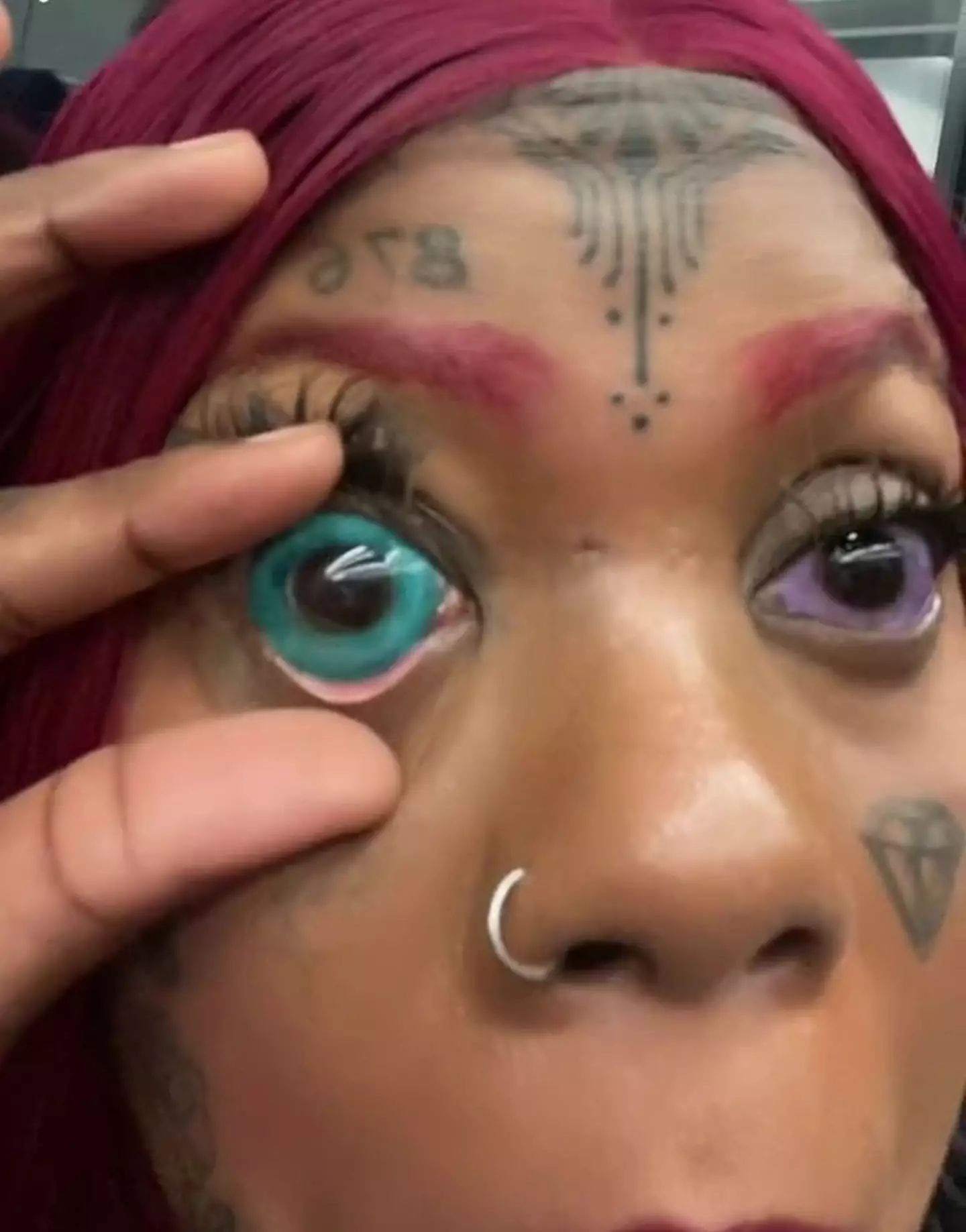 The mum got her eyes tattooed in 2020.