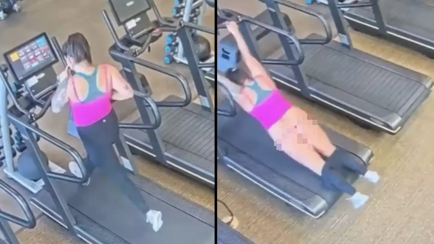 Woman whose leggings flew off after she tripped on treadmill reacts to going viral