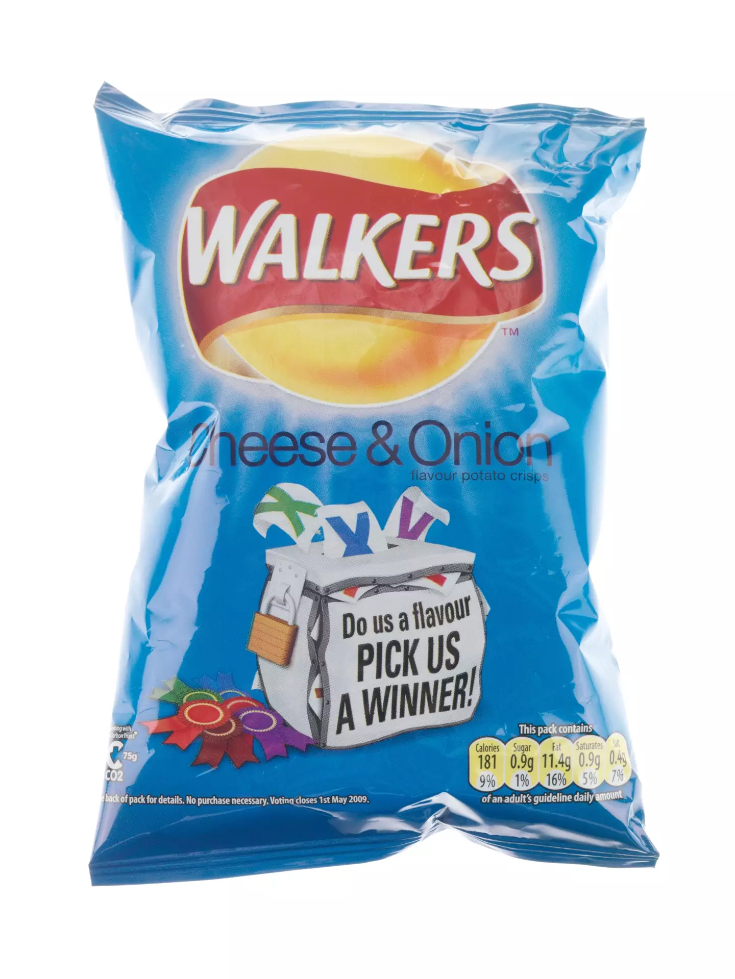 Walkers cheese and onion crisps have always come in blue bags.