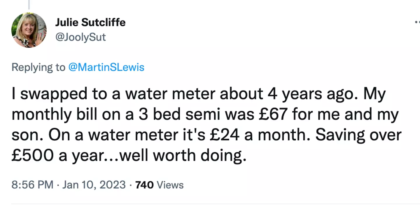 Martin Lewis fans have benefitted from switching to a water meter.