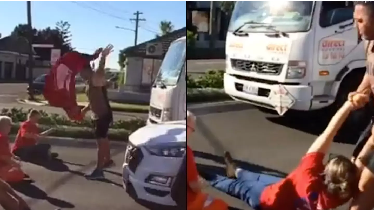 Angry Driver Drags Protester Away From Road She Was Blocking