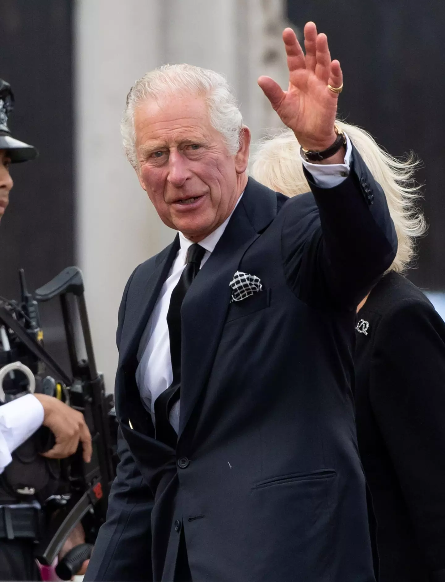 King Charles III and Camilla The Queen Consort arriving at Buckingham Palace yesterday.