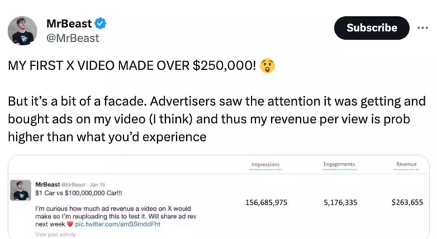 The YouTuber shared how much he made off the upload.