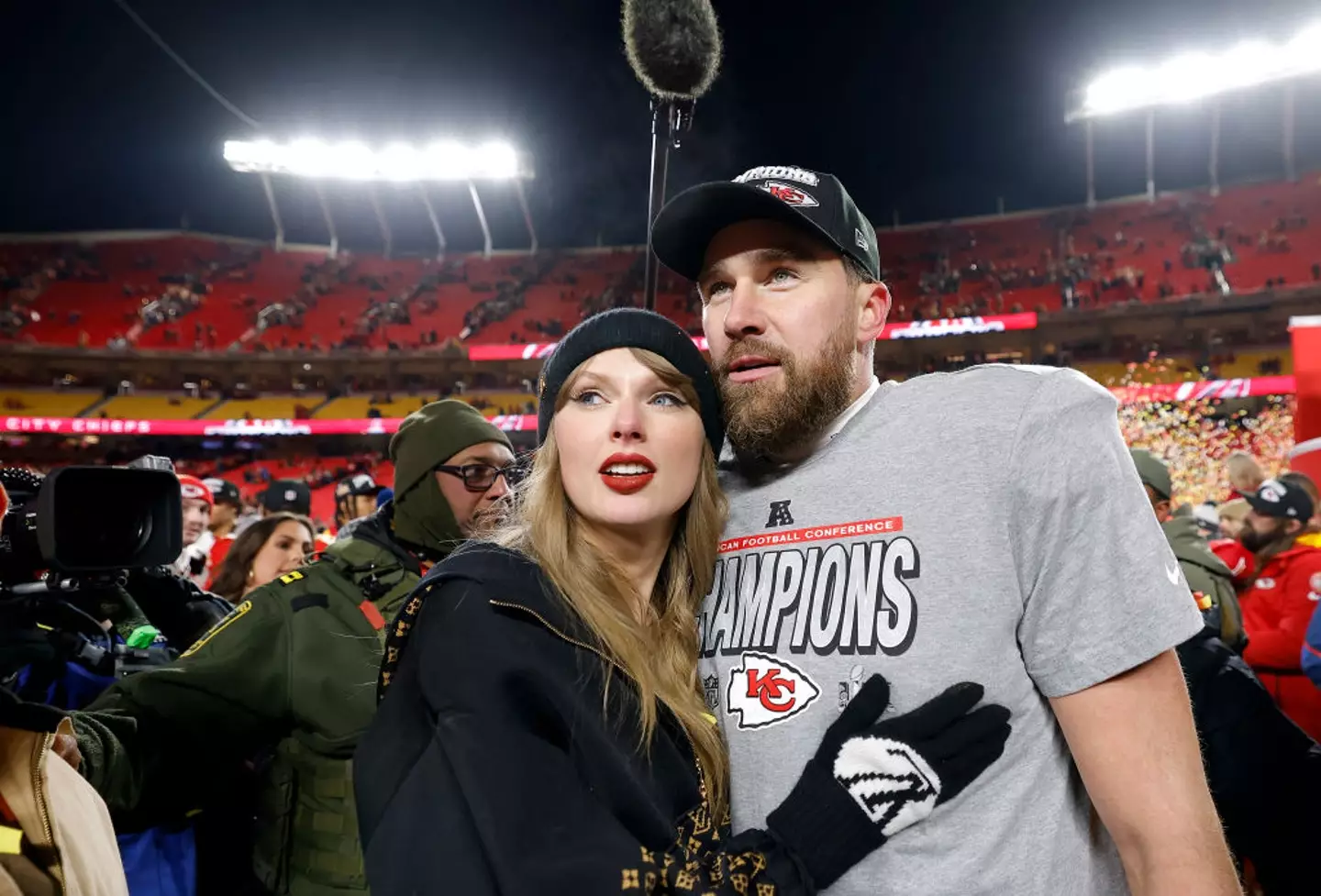 Taylor Swift fans were shocked by her racy Travis Kelce mention on her latest album (David Eulitt/Getty Images)
