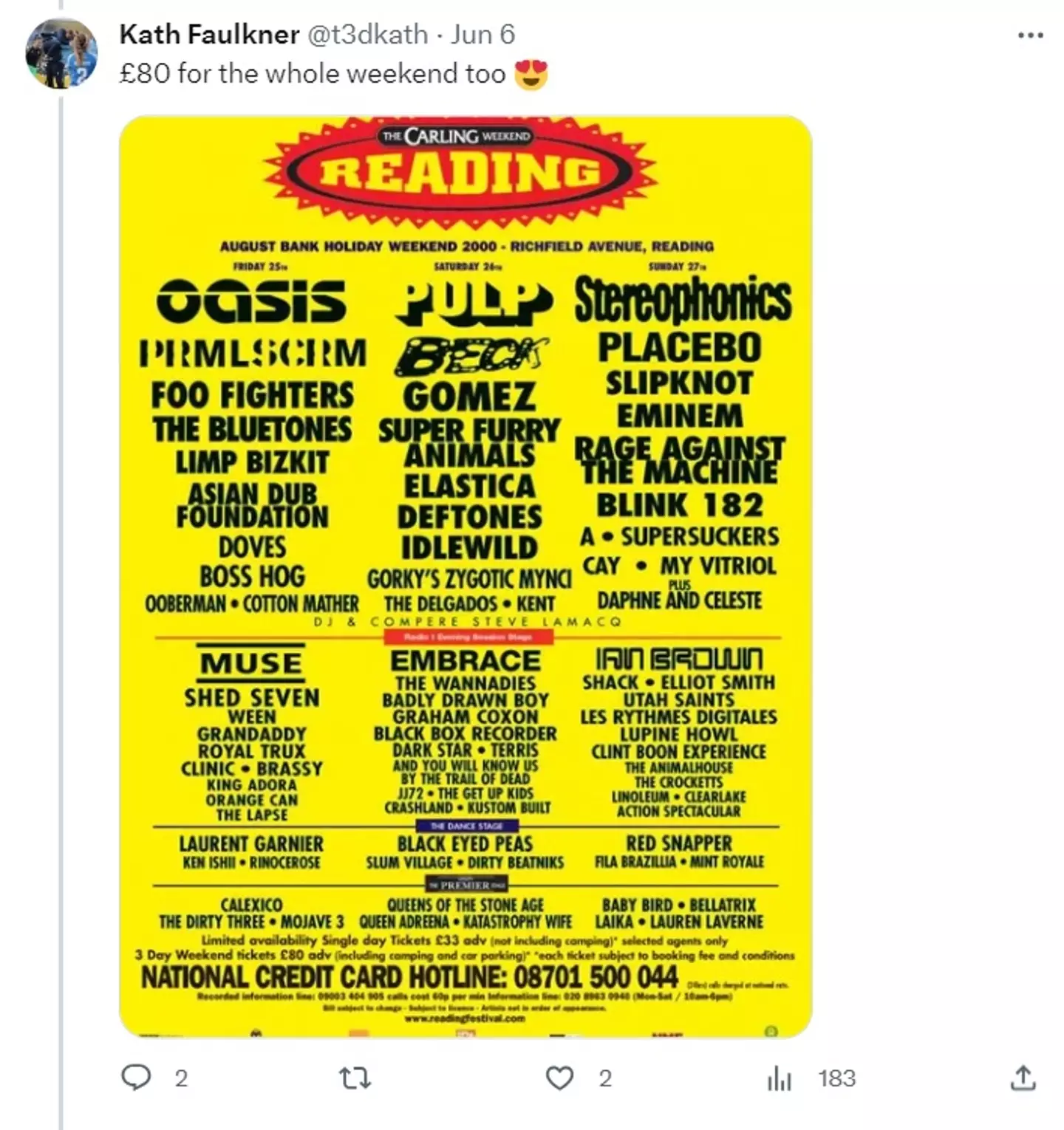 That legendary line-up cost you £80, Ticketmaster says that these days it'd cost £286.20.