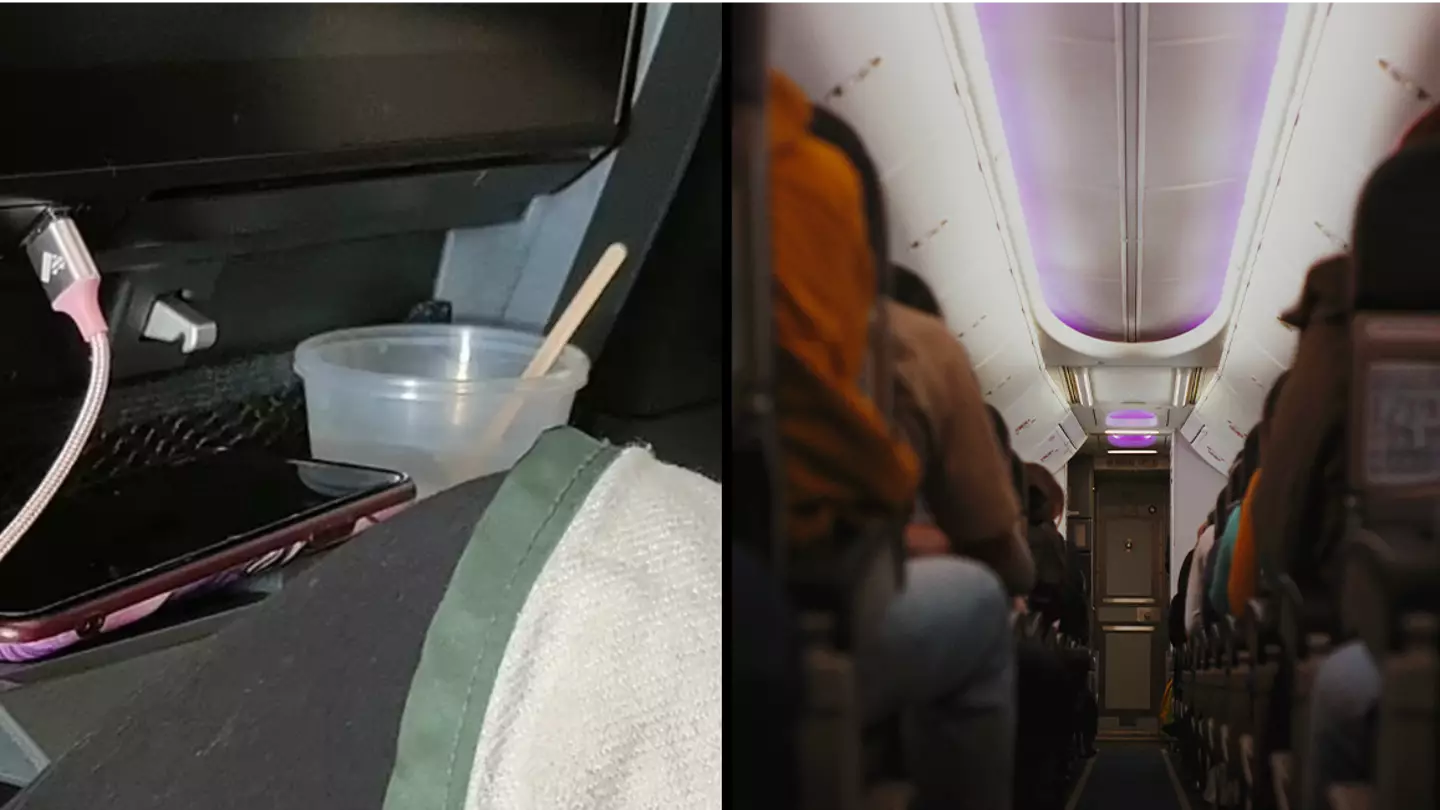 Passenger horrified after woman left spit-filled cup from brushing teeth by seat for 4 hours