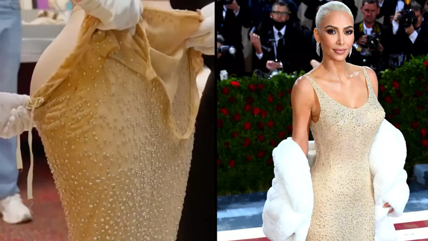 New Footage Shows Kim Kardashian Struggling To Get Marilyn Monroe Dress Over Her Bum