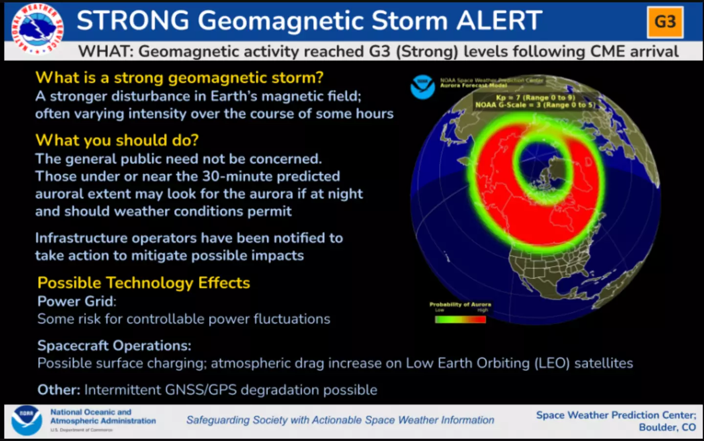 The US National Oceanic and Atmospheric Administration (NOAA) has issued an update.