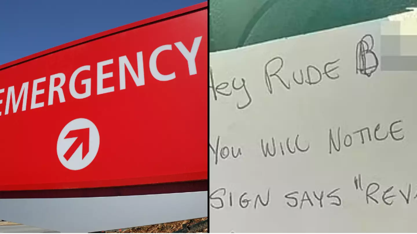 Woman left with brutal note over parking after rushing into hospital