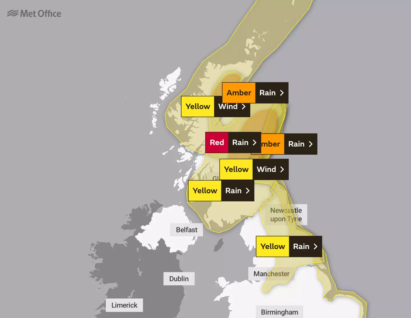 Weather warnings are in place for much of the UK over the next four days.