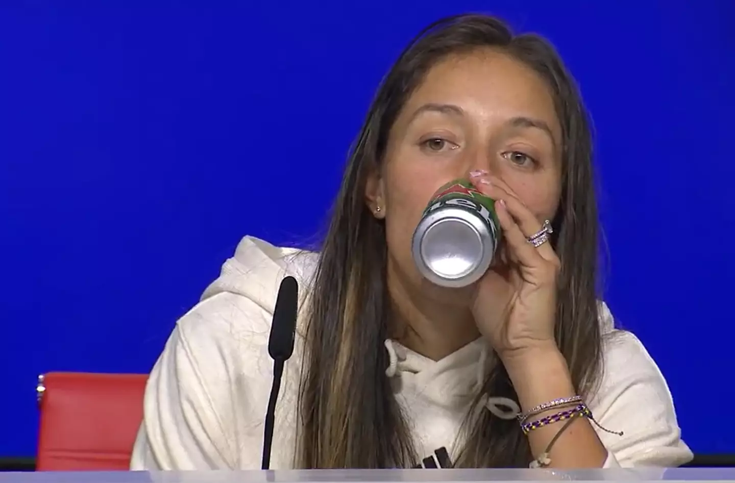 Jessica Pegula sipped from a can of beer after losing a match and getting knocked out of the US Open.