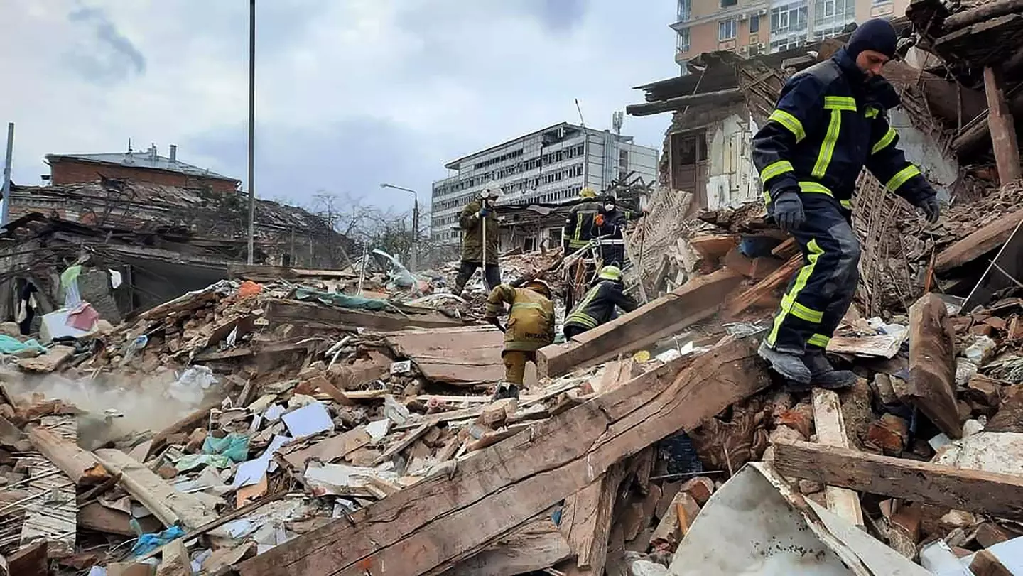 Rubble from a shell attack in Kharkiv (Alamy)