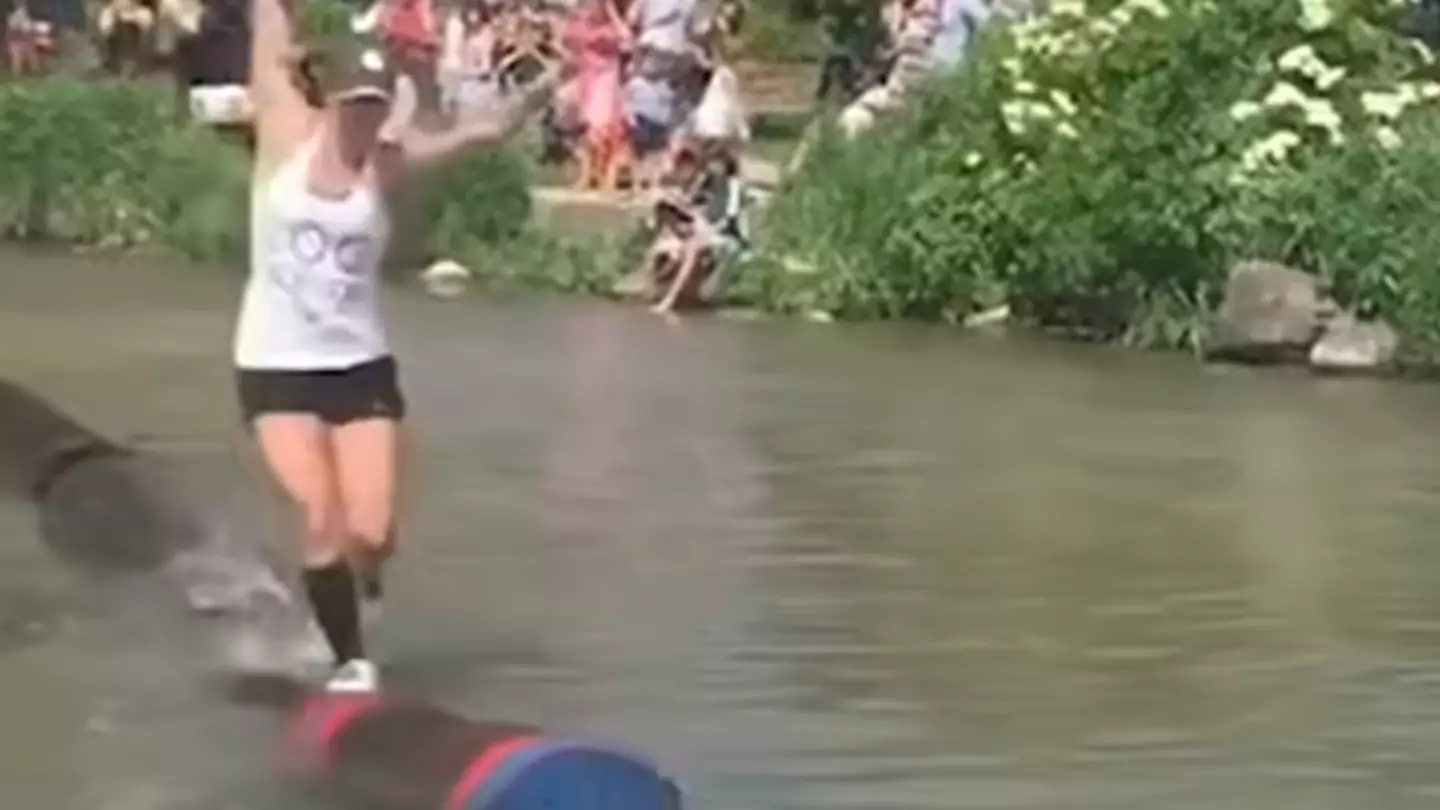 Viral video shows athlete Katie Rick running over logs with incredible speed