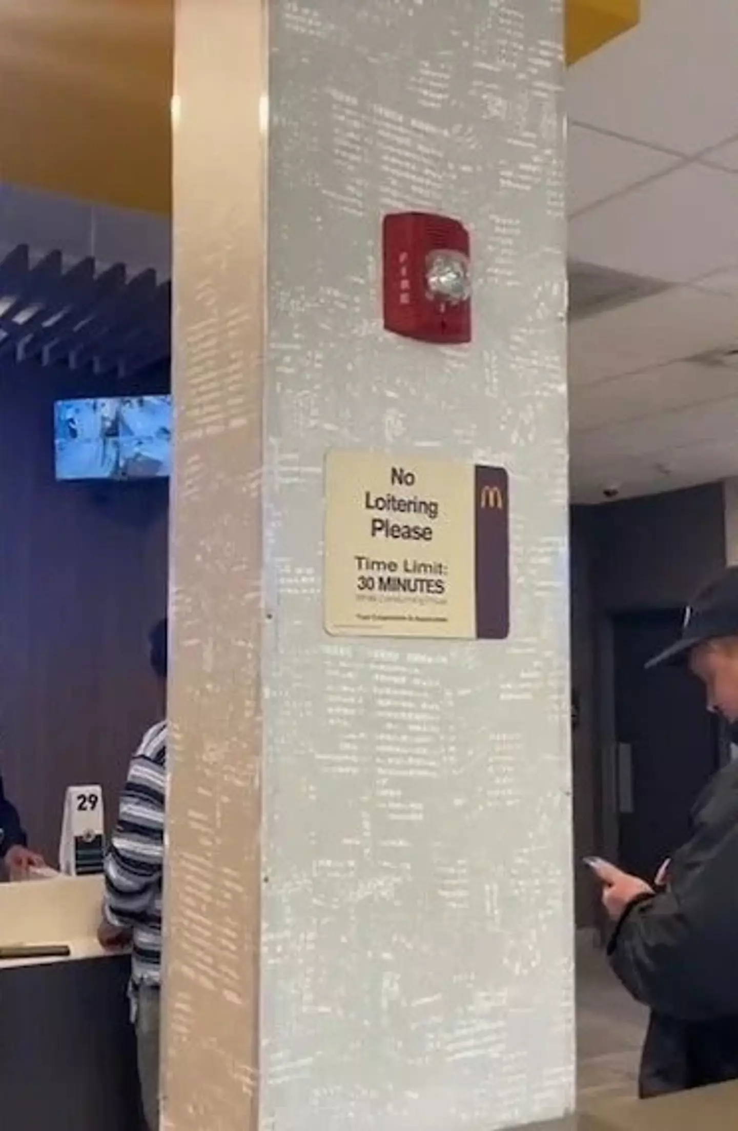 A McDonald's customer claims he was kicked out of the restaurant 30 minutes after getting his food.