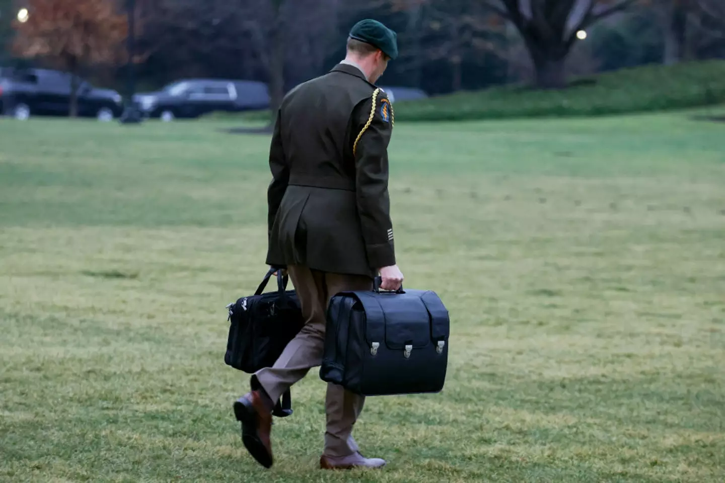 Donald Trump's 'nuclear football' is also known as the 'president's emergency satchel' (BRYAN DOZIER/Middle East Images/AFP via Getty Images)