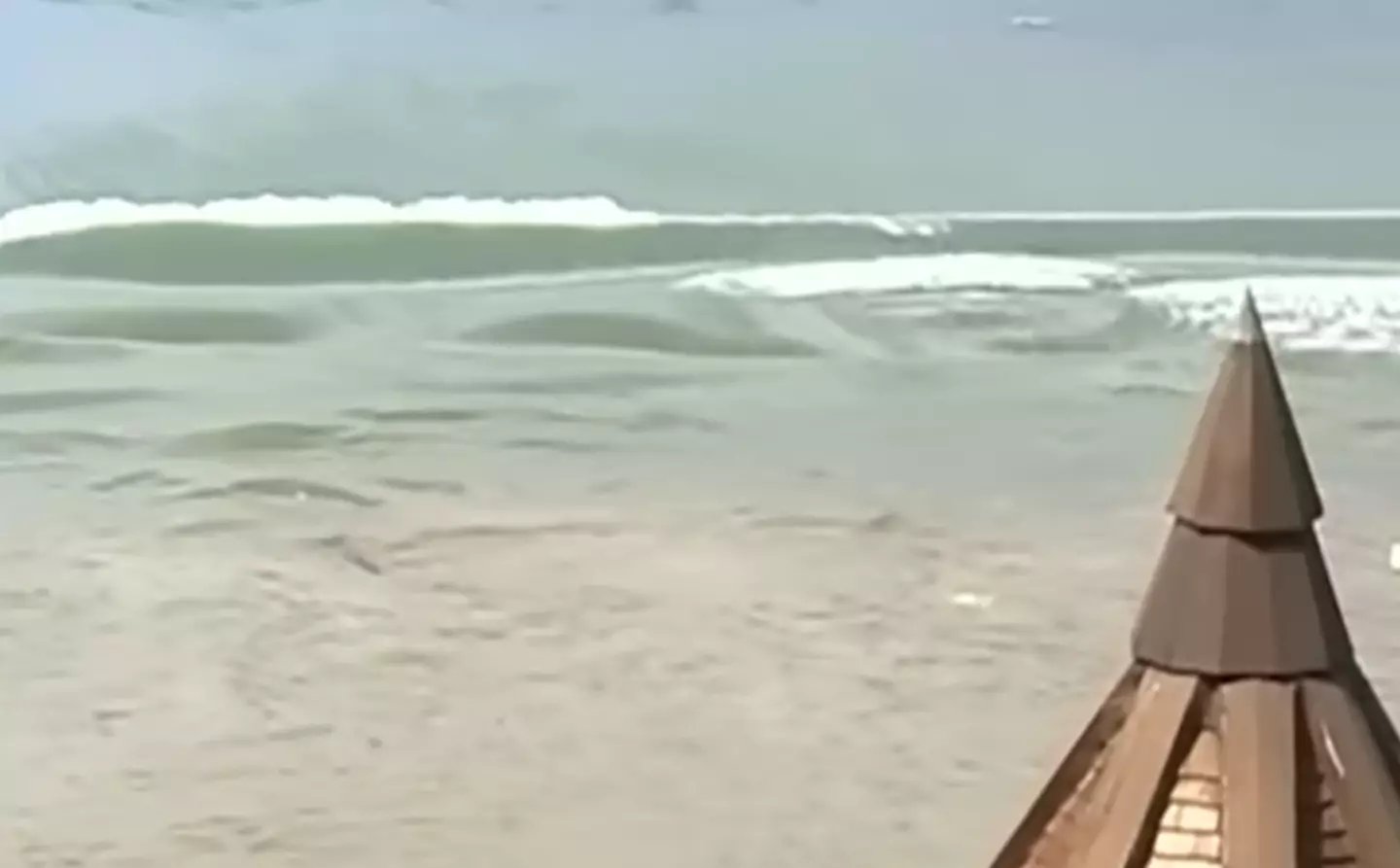 Footage of the tsunami showed the waves moving away from the beach (YouTube/Pilot90)