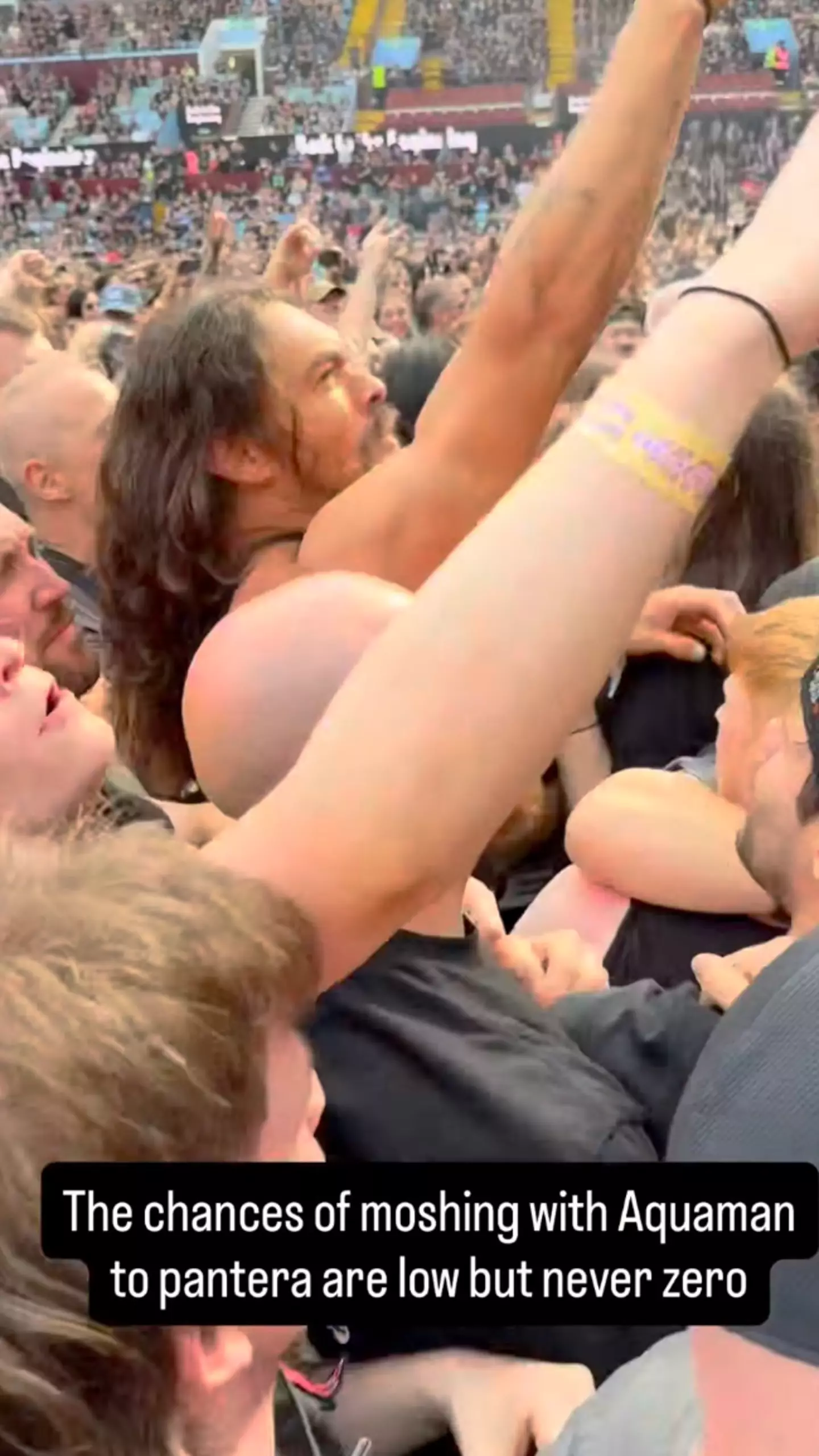 The Aquaman actor got stuck right into the mosh pit (TikTok)