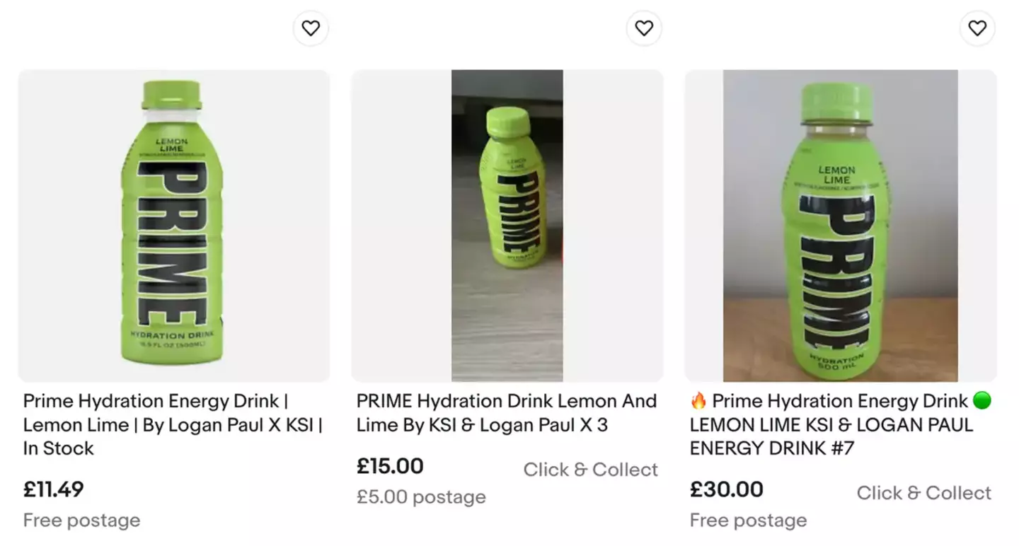 Prime drinks are being resold for profit on eBay.
