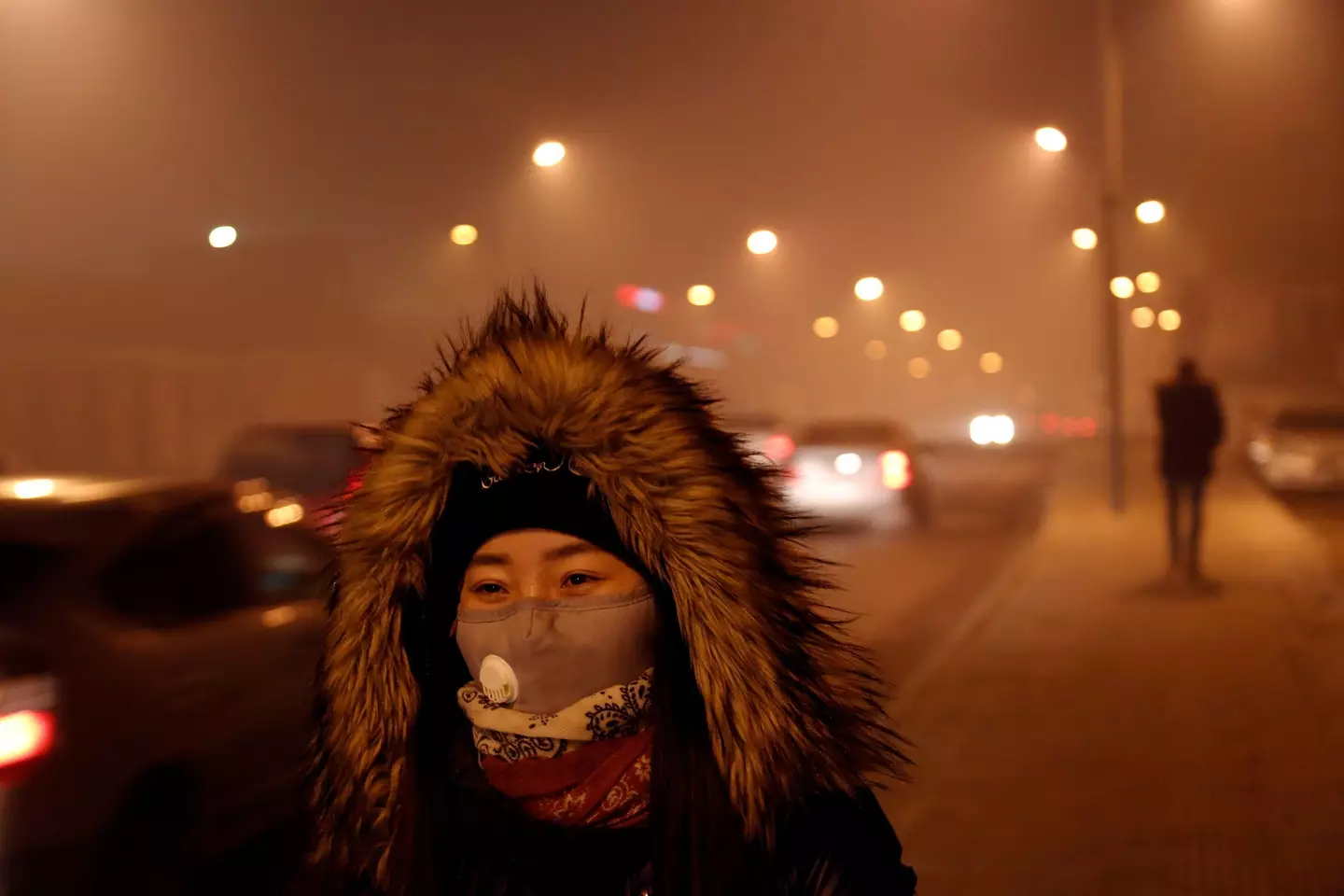 Residents wear face masks when outside to prevent the inhalation of polluted air.