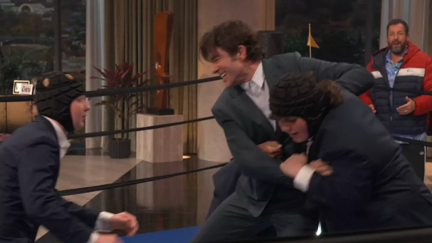Netflix viewers are shocked as comedian fights three 14-year-olds live on air in front of Adam Sandler