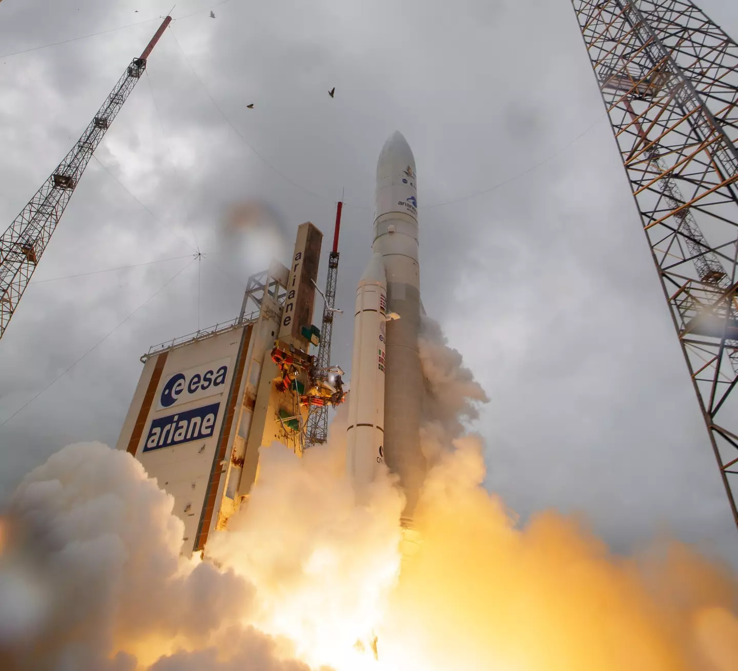 The telescope being blasted into space on Christmas Day 2021.